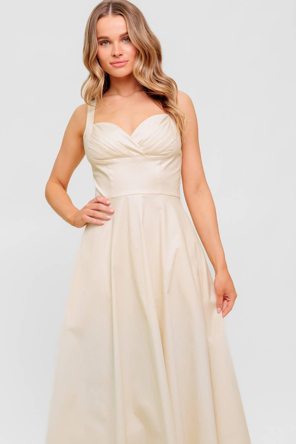 OCEAN SHEEN TENDER CREAM WOVEN MIDI DRESS Flying Tomato